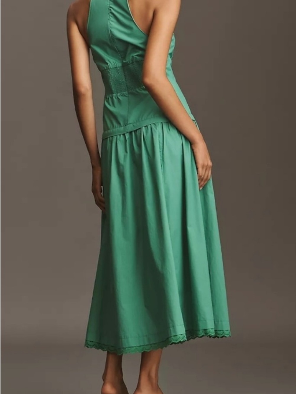Anthropologie Green Halter Midi Dress - Picture 2 of 7